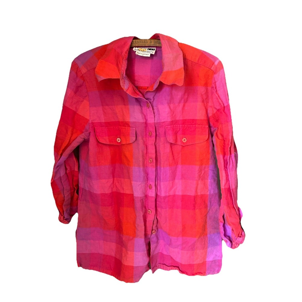 VTG 90s LESLIE FAY HABERDASHERY Womens 12 Linen‎ Blend Button Up Resort Coastal